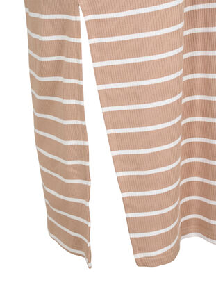 Ermeløs kjole i ribbestrikket viskose, Natural W. Stripe, Packshot image number 3