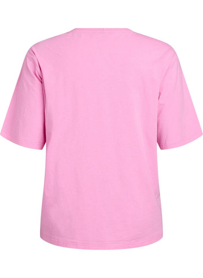 Sporty t-skjorte i &oslash;kologisk bomull, Rosa, Packshot image number 1