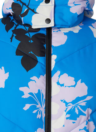 Lang vinterjakke med blomsterprint, French Blue Comb, Packshot image number 2