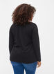 Ensfarget basisbluse i bomull, Solid Black, Model image number 1