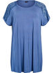 Viskose nattkjole med blonder detaljer, Blå, Packshot image number 0