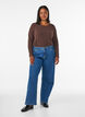 Basis jersey bluse med lange ermer, Brun, Model image number 1