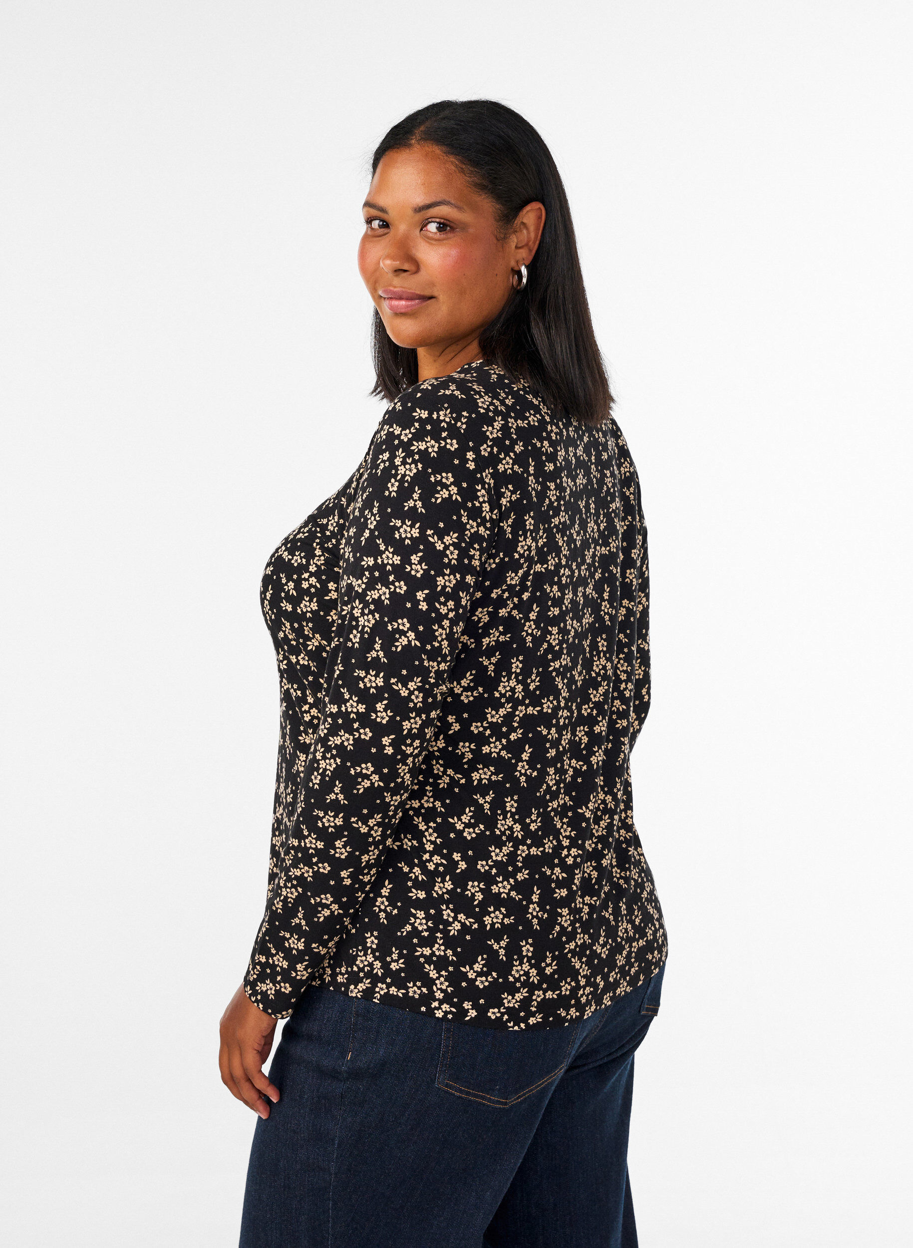 ZizziLangermet bluse, Svart, Model image number 2