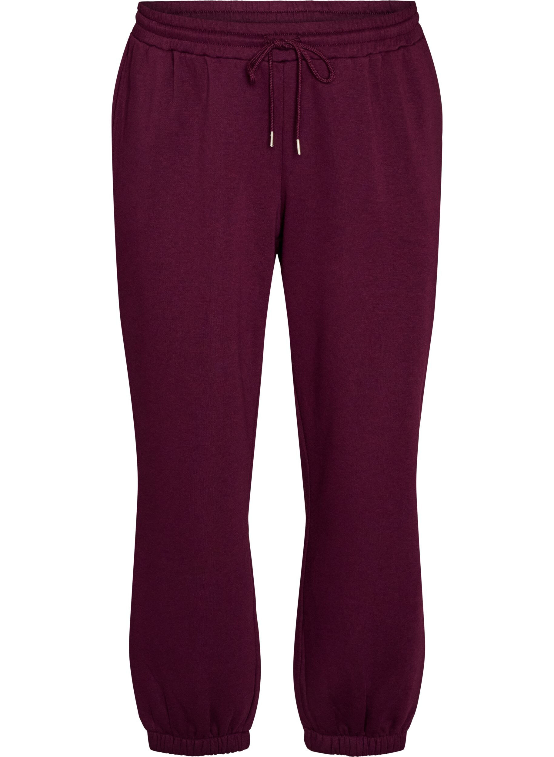 ZizziJoggebukser med h&oslash;y midje og sn&oslash;ring, Lilla, Packshot image number 0