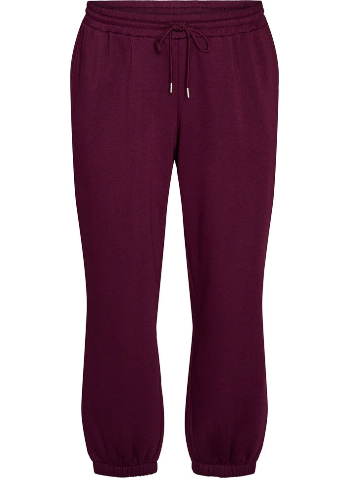 Joggebukser med h&oslash;y midje og sn&oslash;ring, Lilla, Packshot image number 0