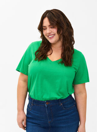 FLASH - T-skjorte med V-hals, Kelly Green, Model image number 0
