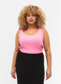 Basis tanktopp i en ribbet struktur, 2 stk., Rosebloom/Black, Model