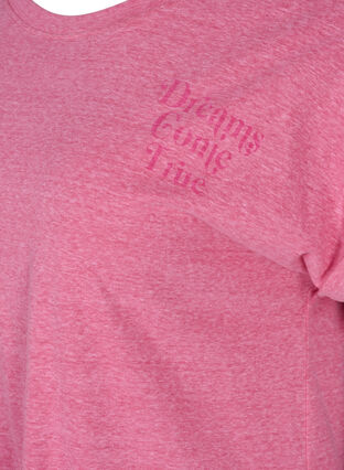 Melert T-skjorte i bomull, Fandango Pink Mel, Packshot image number 3
