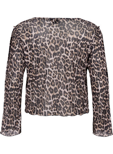 Langermet mesh topp med leopardmønster, Leo, Packshot image number 1