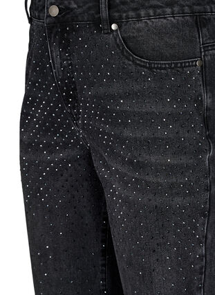 Zizzi Straight fit jeans med rhinesteiner og høy midje, Grå, Packshot image number 2