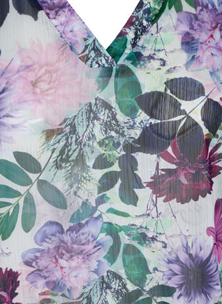 Blomstrete bluse med 2/4-ermer, Purple Flower mix, Packshot image number 2