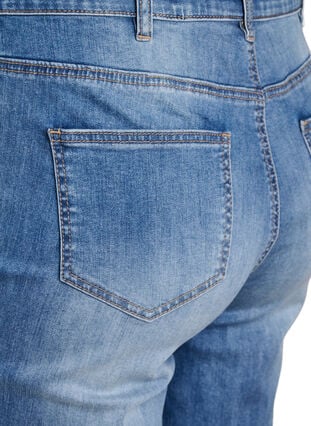 Zizzi 7/8 jeans med oppbrettede kanter og høy midje, Medium Blue Denim, Packshot image number 3
