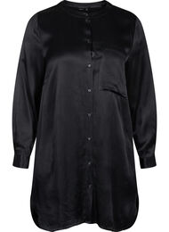 Lang shiny skjorte med splitt, Black