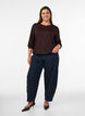 Bluse med vertikal struktur og glittertr&aring;d, Brun, Model image number 1