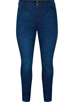 Super slim Amy jeans med høyt liv, Dark blue, Packshot image number 0
