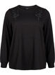 Bluse med broderi og rhinsteiner, Black, Packshot image number 0