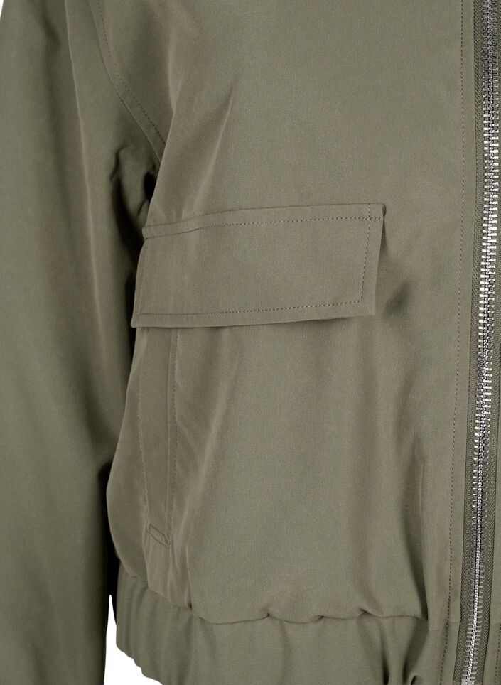 Bomberjakke med krage og lommer, Deep Lichen Green, Packshot