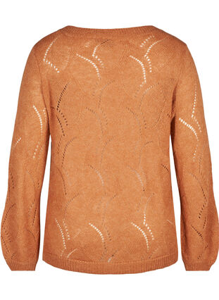 Mønstrete strikkegenser med ull, Amber Brown MEL, Packshot image number 1