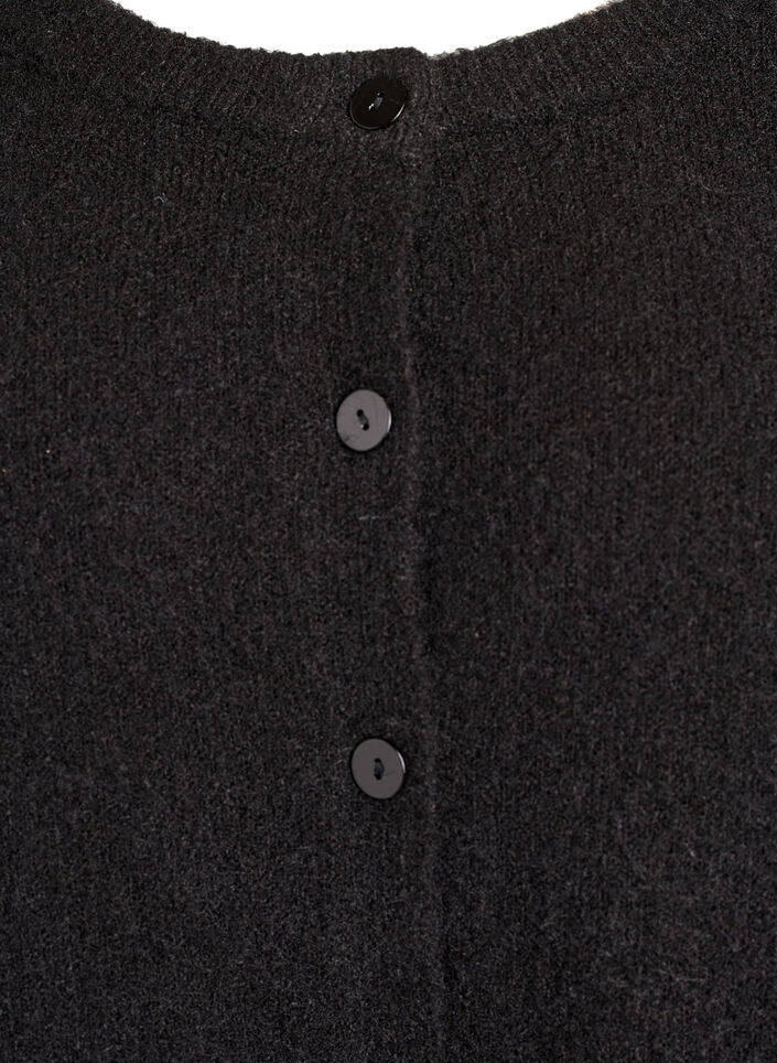 Strikket cardigan med ull og knapper, Svart, Packshot image number 2