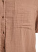 Bluse i bomullsmusselin med korte ermer, Brun, Packshot image number 2