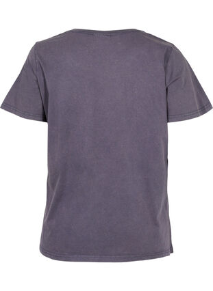 T-skjorte i bomull med acid wash og sten, Dark Grey Wash, Packshot image number 1