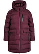 Pufferjakke med hette og lommer, Mørk Bordeaux, Packshot image number 0