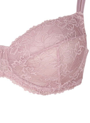 Zizzi Heldekkende BH i mesh med blonder, Rosa, Packshot image number 2