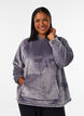 Velour-hettegenser med kengurulomme, Gr&aring;, Model image number 0