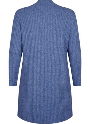Zizzi Kort ribbestrikket kjole med rund hals, Grey Blue Mel., Packshot image number 1