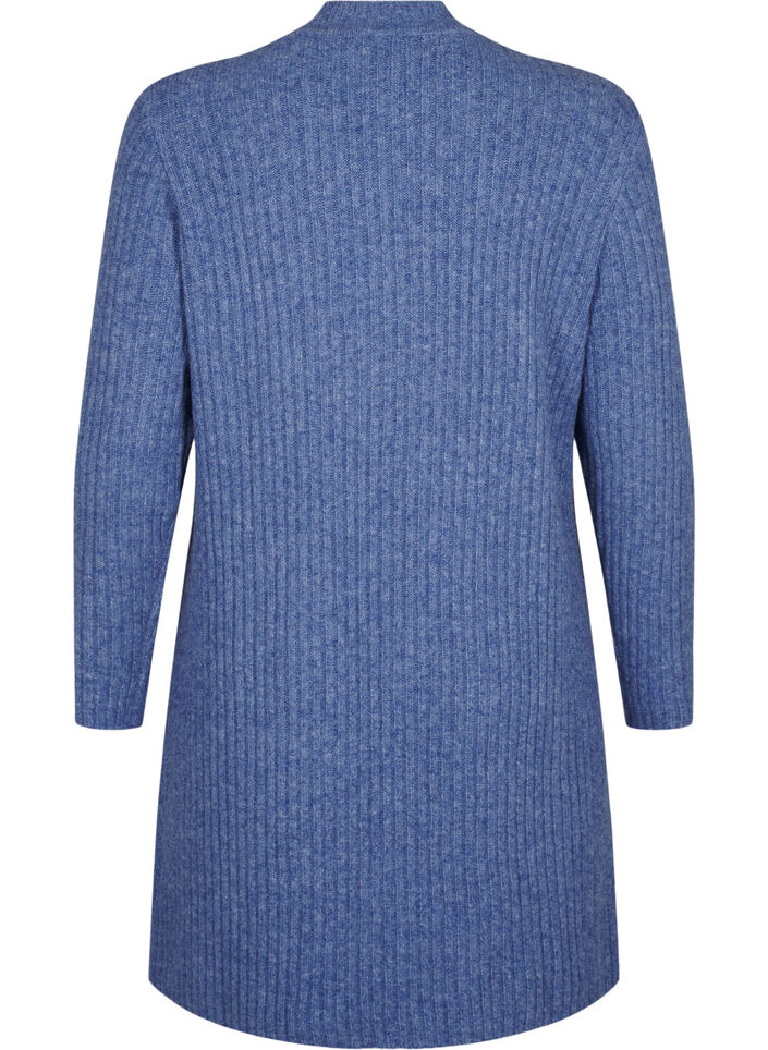 Kort ribbestrikket kjole med rund hals, Grey Blue Mel., Packshot image number 1