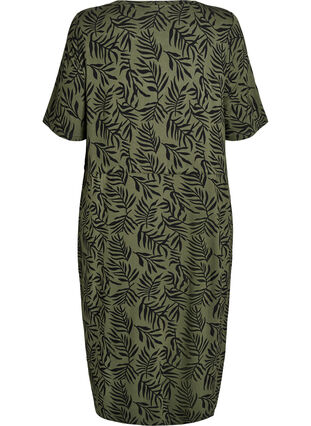 Zizzi Midilang jerseykjole med knytebelte i livet, Grønn, Packshot image number 1