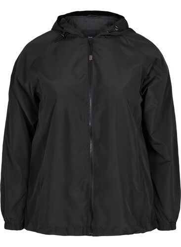 Justerbar kort jakke med hette, Black, Packshot image number 0