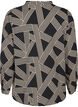 Langermet skjortebluse med V-hals, BLACK BEIGE GRAPHIC, Packshot image number 1