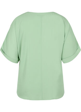 Kortermet bluse med V-hals, Black, Packshot image number 1