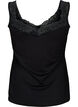 Viscose-topp med blondedetaljer, Svart, Packshot image number 1