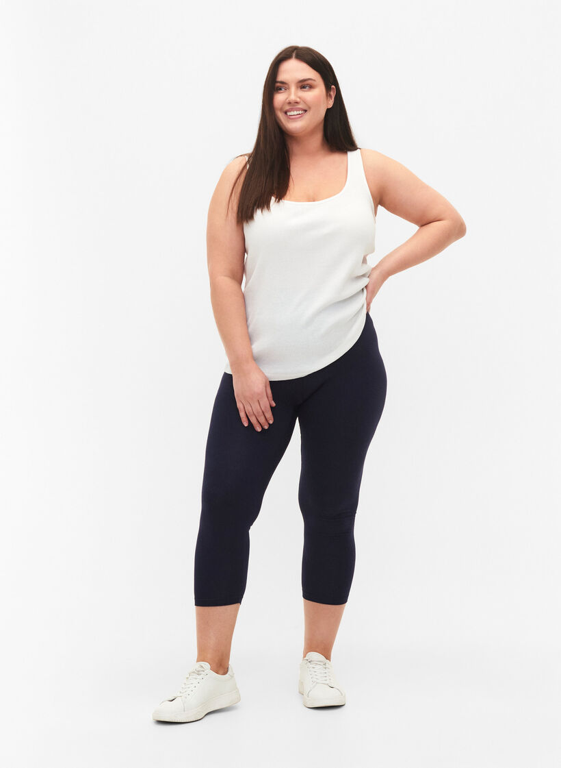Basisleggings i viskose med 3/4-lengde, Bl&aring;, Model image number 1