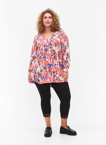 Basis 3/4-leggings med blondekant, Black, Model image number 2