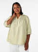 Bluse med smock og 3/4 ermer, Gr&oslash;nn, Model image number 0