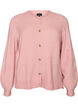Cardigan i myk strikk med gullfargede knapper, Rosa, Packshot image number 0