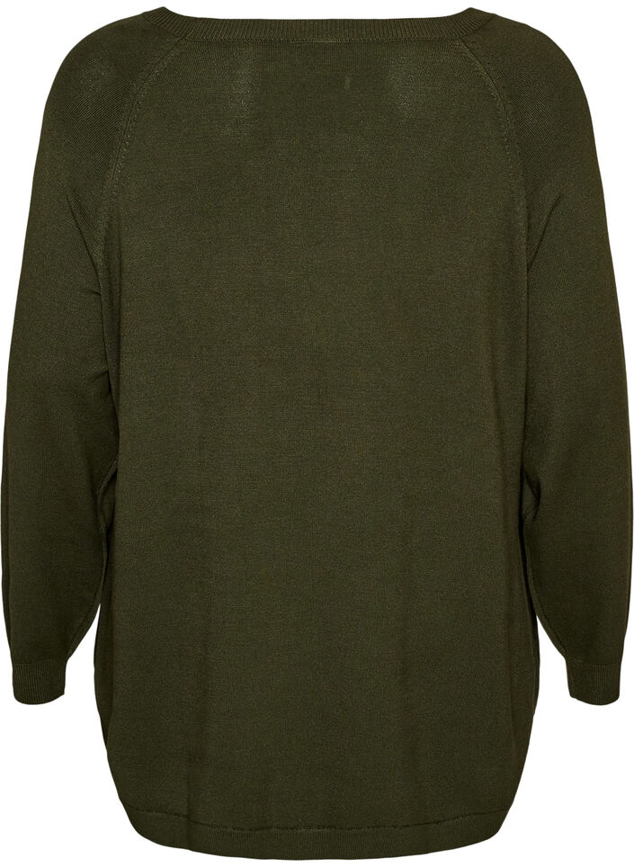 Strikkebluse med knapper p&aring; siden, Gr&oslash;nn, Packshot image number 1