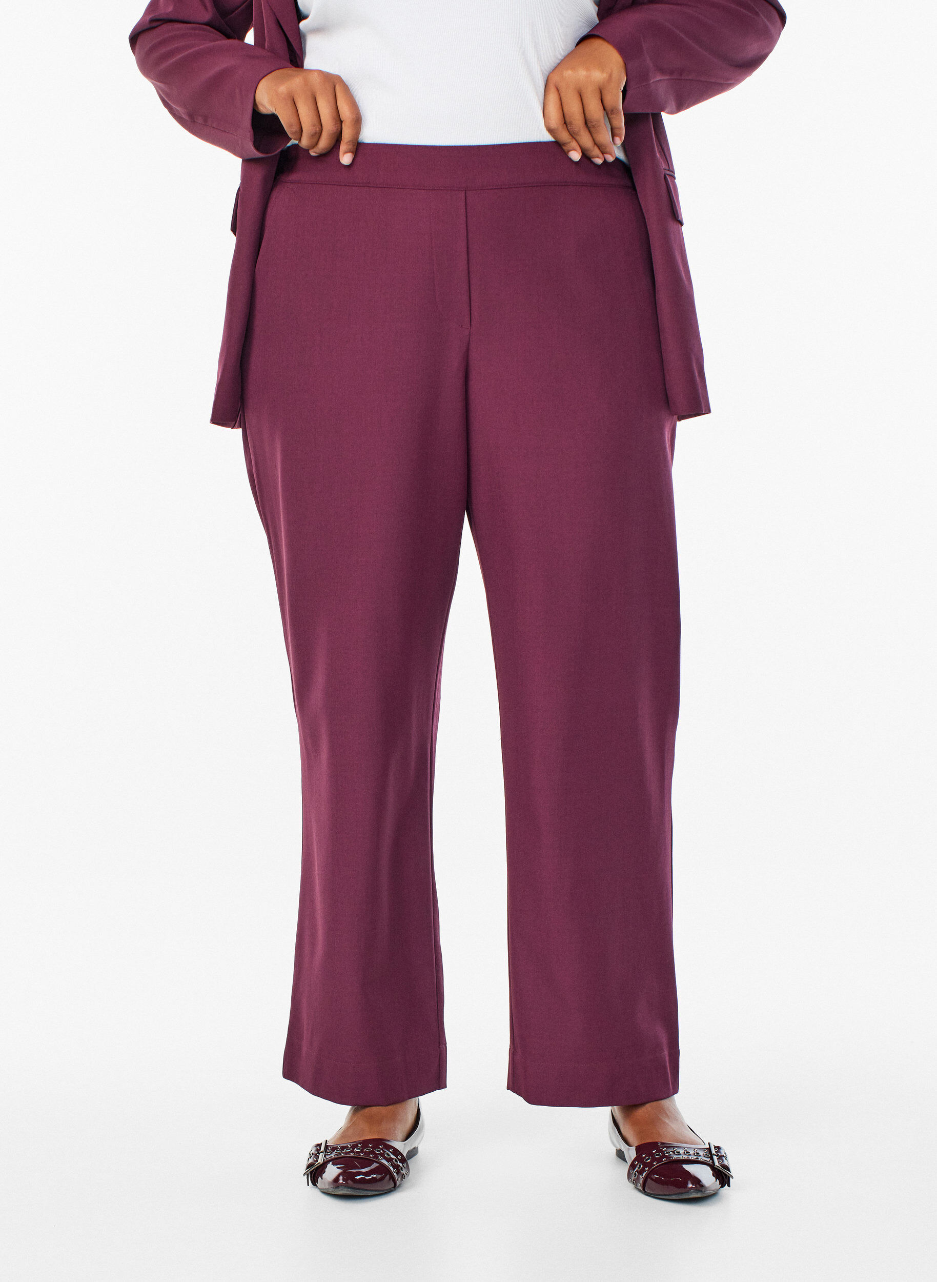 ZizziLoose bukser med lommer, M&oslash;rk Bordeaux, Model image number 2