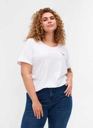 T-skjorte med print, White Flamingo, Model image number 0