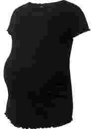 T-skjorte i ribbet materiale til gravide, Black