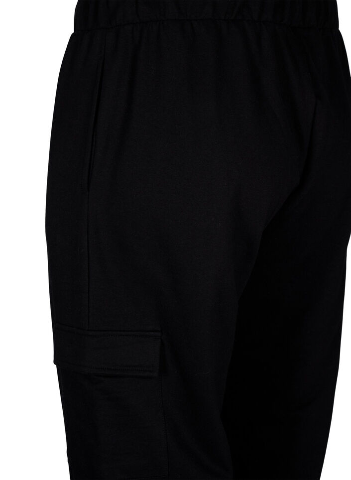 Joggebukse med cargo-lommer, Black, Packshot image number 3