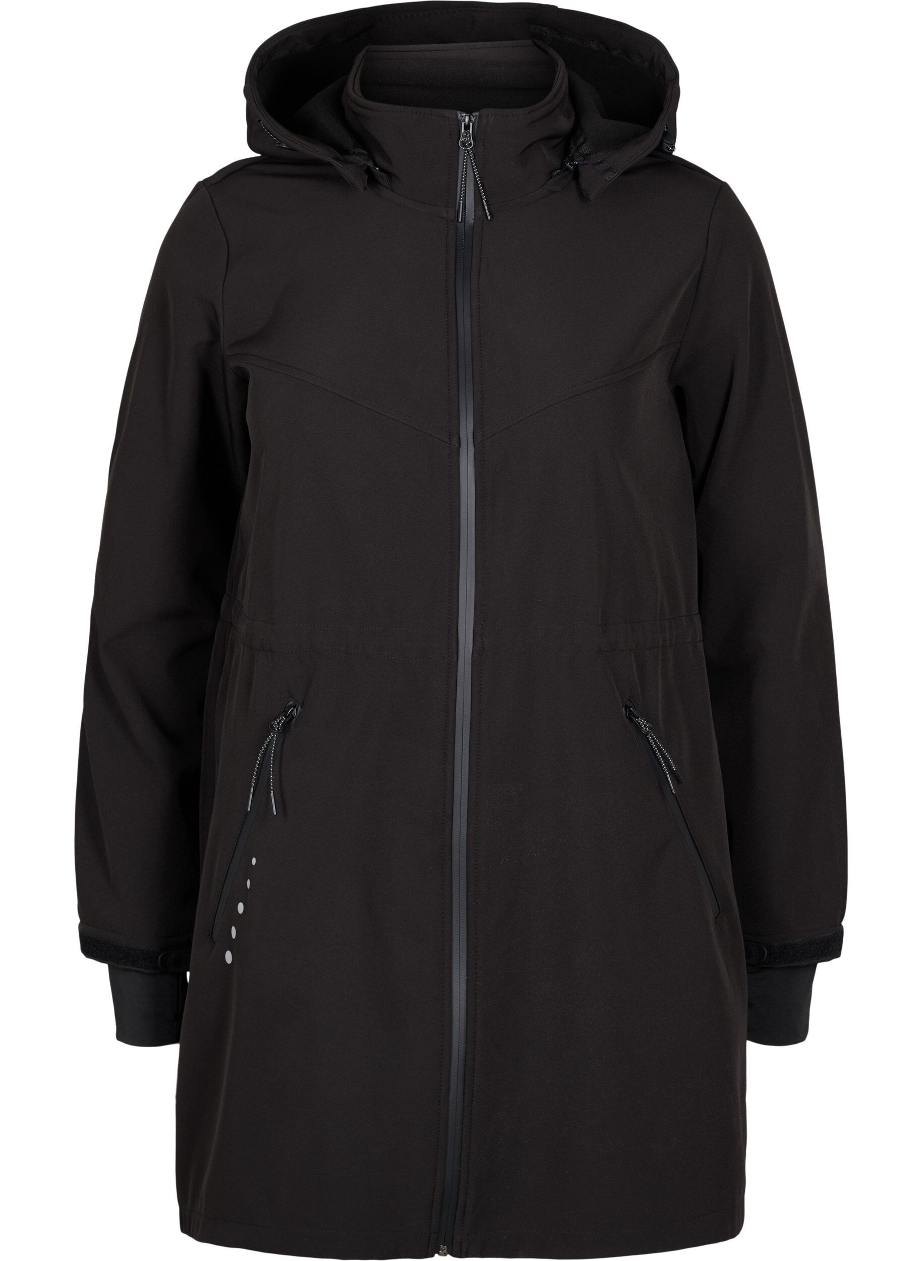 Zizzi Softshelljakke med tilh&oslash;rende fleece, Black Solid, Packshot image number 0