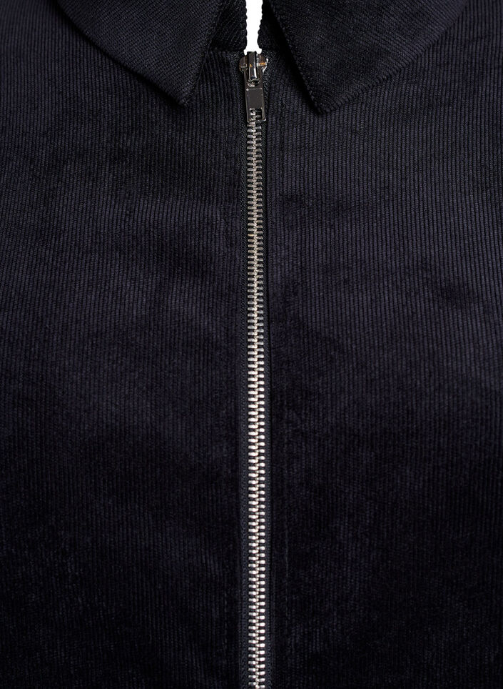 Cordkjole med glidelås og 3/4-ermer, Svart, Packshot image number 2