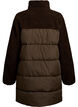 Midilang pufferjakke med teddyfleece, Brun, Packshot image number 1