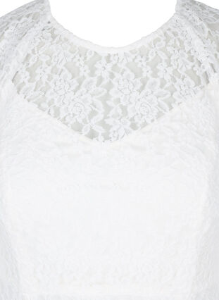 Brudekjole med blonder og korte ermer, Star White, Packshot image number 2