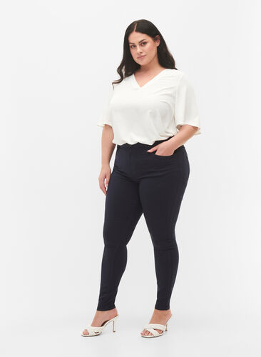 Super slim Amy jeans med høyt liv, Night Sky, Model image number 0