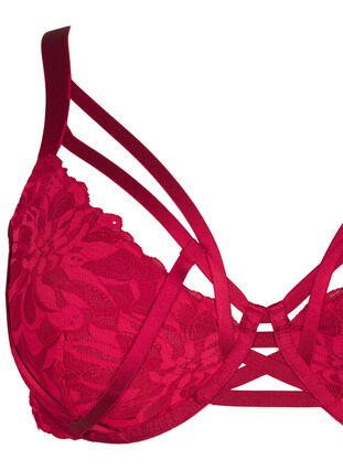 Zizzi Full deknings blonde-BH med snordetaljer, Rhythmic Red, Packshot image number 2